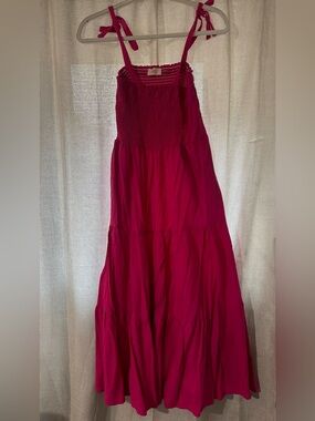 Women's Fuchsia Pink Tie‑Strap Sundress size Large